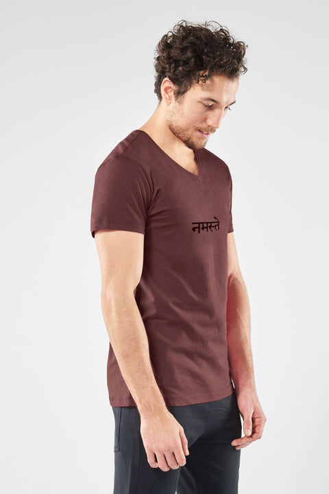 Yoga Tee Namaste - Marron