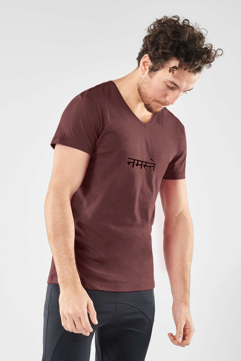 Yoga Tee Namaste - Marron