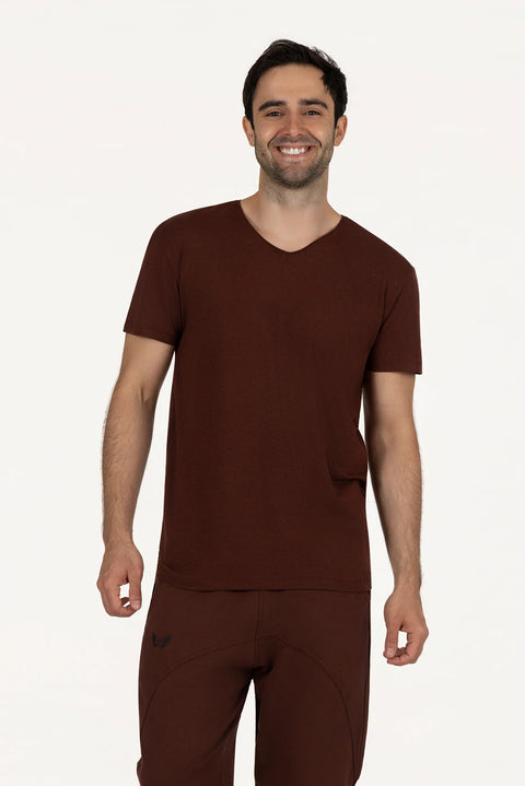 Yoga Tee Namaste - Marron
