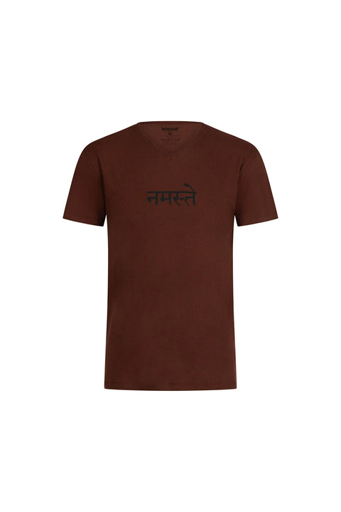 Yoga Tee Namaste - Marron