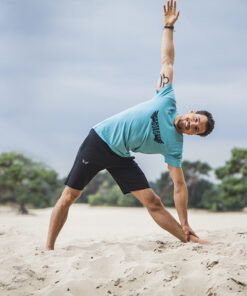Banner - Mens yoga shorts in black and Yoga Tee Moksha in Sea Green